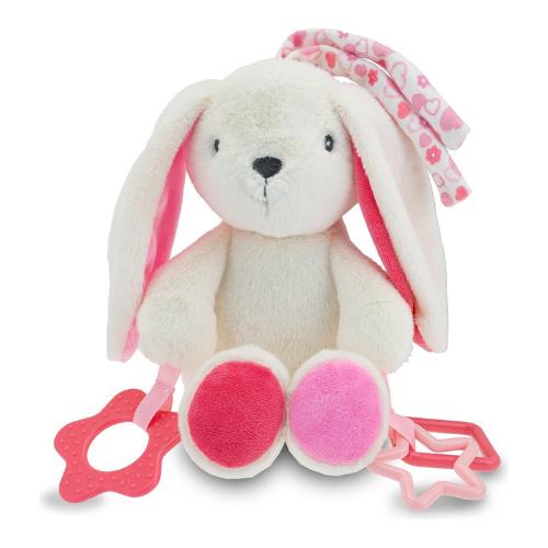 Peluche Coniglietto Morbidoso con sonaglio (26cm) GOGO ELITE Bianco e Rosa 39619
