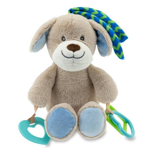 Peluche Cagnolino Morbidoso con sonaglio (26cm) GOGO ELITE Grigio e Azzurro 39582