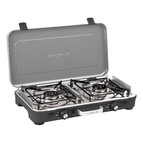 Fornello campeggio Devil Power Kook piezoelettrico (2x2,4kW) Grigio 0708067N