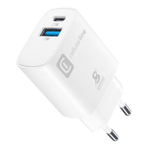 Caricabatterie USB Type-A, USB Type-C Dual White ACHSM2USBPD25WSMLW