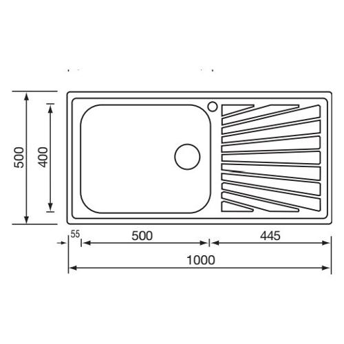 Lavello 1 vasca (100x50cm) COMETA Inox Satinato 011446SCSSP