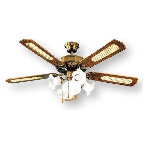 Ventilatore soffitto con luce FLUX Ottone e Legno 7066 OB (130cm)
