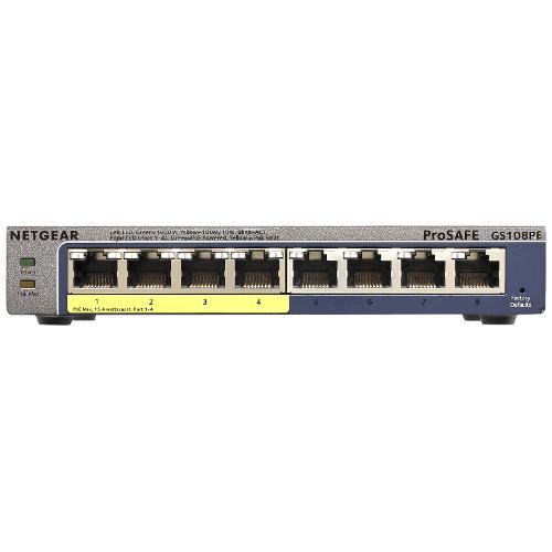 Switch di rete 8 porte PROSAFE PLUS Smart Managed Gigabit PoE PoE+ Grigio GS108PE 300EUS Gigabit (1000Base-TX)