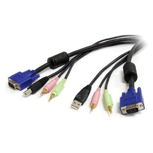 Kvm switch Cavo Vga Usb 4in1 con Audio e Microfono USBVGA4N1A6