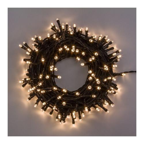 Filo Verde 240 luci - LED Bianco caldo (14,5 + 4 mt) 8 Giochi di luce CHRISTMAS IP44 31906