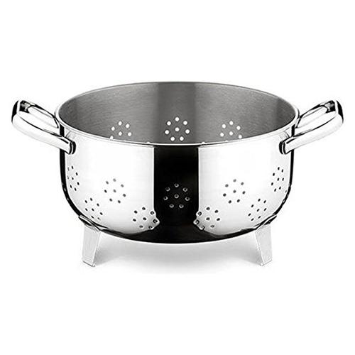 Colapasta sferico in acciaio inox con un manico e gancio, diam. 22cm