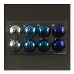 Amicasa - Scatola 8 sfere diametro 80 mm. Blu argento lucido. 116