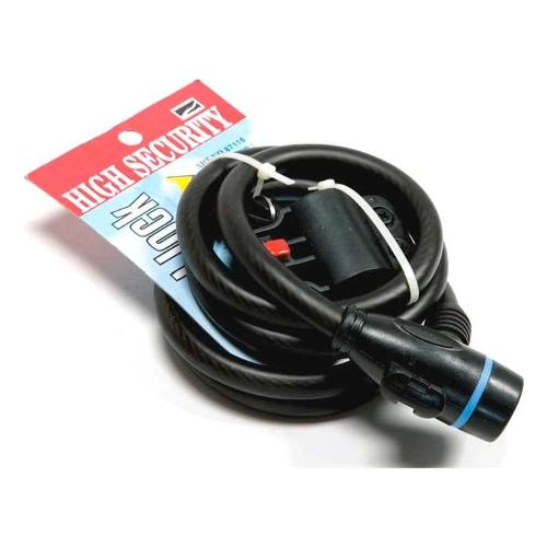 Lucchetto bici spirale con chiave (150x1,2cm) Nero ILL306