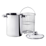 Asparagera cm 16 Acciaio inox con cestello e coperchio in vetro