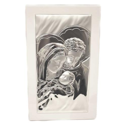 Icona Argento (17x28cm) SACRA FAMIGLIA Bianco e Silver 032 28