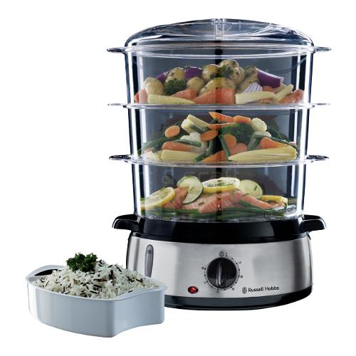 Vaporiera elettrica COOK@HOME 3 Vaschette 800 W Inox e Nero 19270