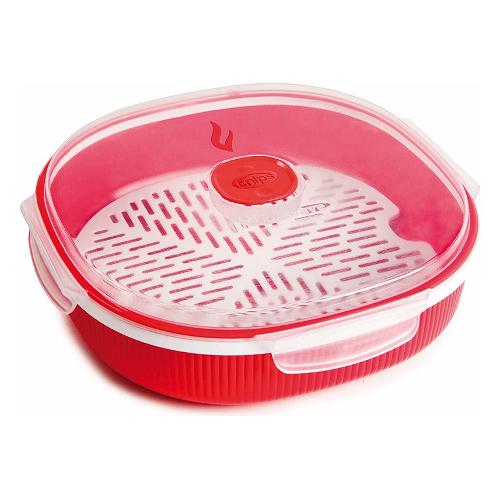 Vaporiera microonde (24,5x24,5cm) TEMPO ZERO Rosso 000701