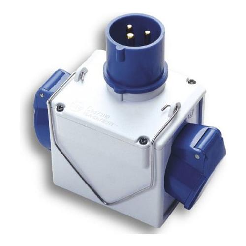 Adattatore elettrico industriale doppia presa CEE Blu e Bianco 73110