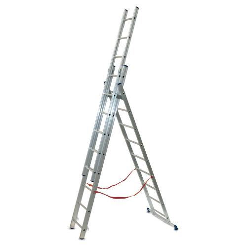 Scala Alluminio 3 Tronchi 12 Pioli - 3,60m, Portata 150kg, EN131