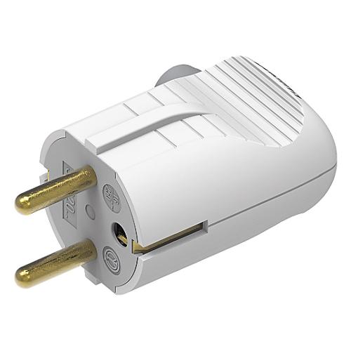 Spina elettrica 2P+T 16A standard tedesco cavo orientabile bianco S2020DE