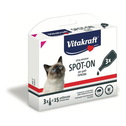 Gocce antiparassiti per gatti SPOT ON FIPRONIL 3 fialette monouso 35365