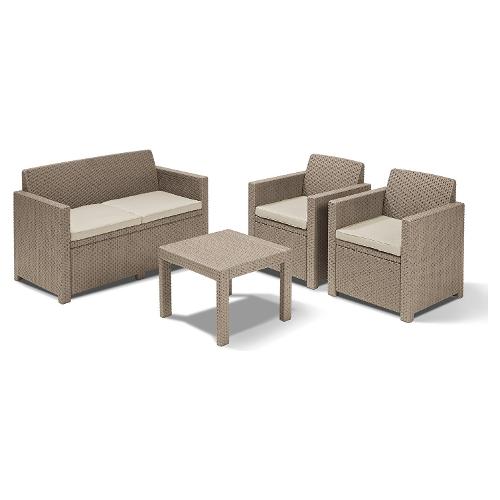 Set da esterno resina ALABAMA Lounge 4 posti Cappuccino K226810