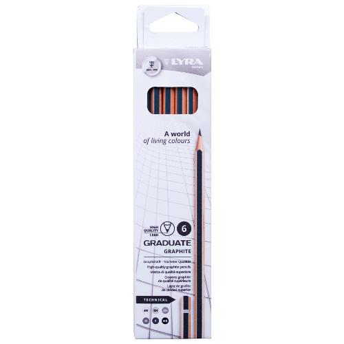 Set matite grafite gradazione 4H|3H|2H|H|F|HB sezione esagonale 6 pz Technical GRADUATE L1171062