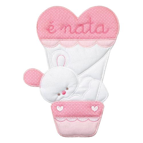 Fiocco nascita Mongolfiera rosa 141 101