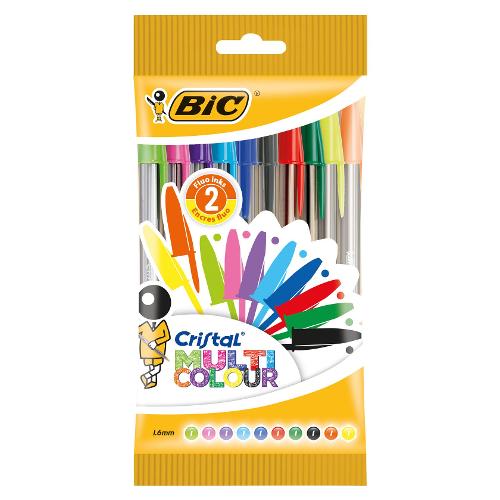 Set penne a sfera cappuccio 10 pz tratto Medio - 1,6 mm Multi Colour CRISTAL Colori assortiti 943437