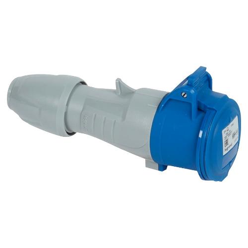 Presa elettrica 2P+T 16A CEE IP44 cavo assiale LEGRAND TEMPRA PRO blu e bianco 090105