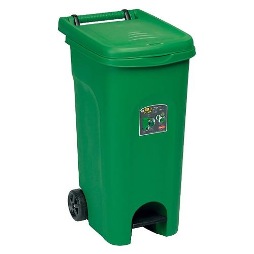 Bidone carellato URBAN ECO SYSTEM Con Pedale Verde 80L 25601