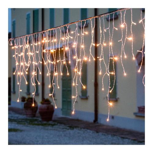 Tenda luminosa Natale Bianco 186 luci - LED Bianco caldo (4,2 + 4 mt) Giuntabile 1 Gioco di luce IP44 44913