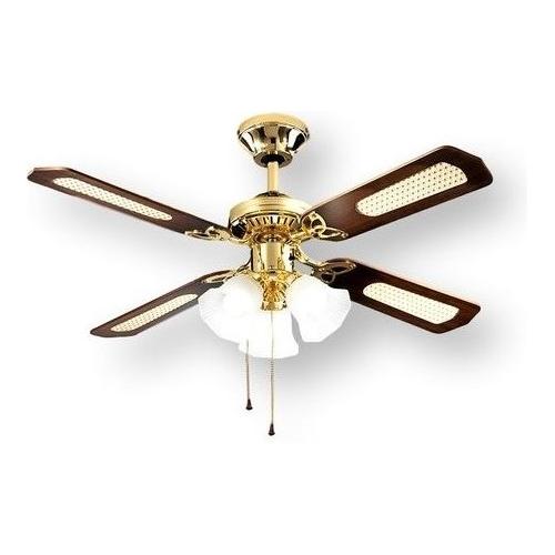 Ventilatore soffitto con luce BOUQUET Ottone e Legno 7060 OL (10,5cm)