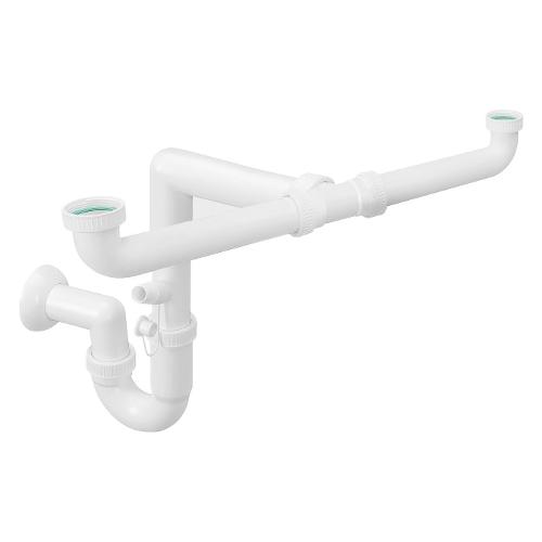 Sifone per lavelli 2 vasche bianco 1"1/2 F 3713