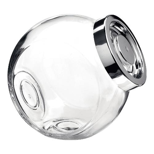 Barattolo vetro (2,23Lt) PANDORA inclinato porta caramelle Trasparente e Cromo