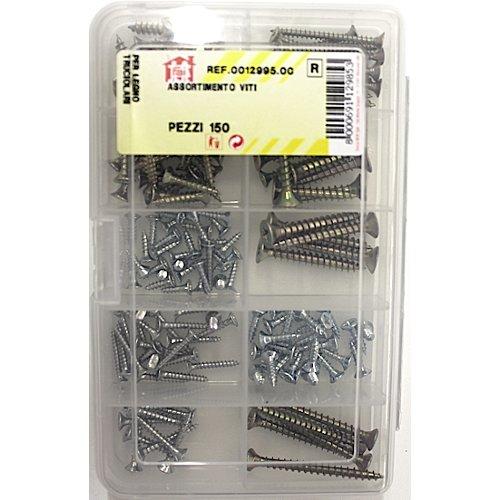 Viti per legno tutto filetto assortito 150 pz misure assortite 12995
