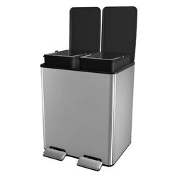 Pattumiera differenziata (40x31x46cm) (2x15 lt.) coperchio a pedale Inox satinato Art.14