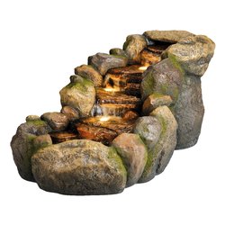 Fontana decorativa esterno con luce led Roccia ruscello (62x110x57,5cm) LUMINEO Natural 892782