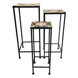 Set porta vasi piante 3 pz ferro SICILIA Nero multicolor AH25028