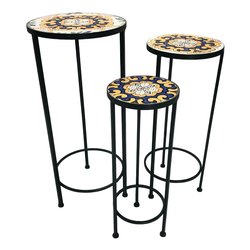 Set porta vasi piante 3 pz ferro SICILIA Nero multicolor AH25027