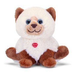 Peluche Gatto (15x16x12cm) BUSSI Bianco e Marrone 18187