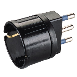 Adattatore con spina italiana 16A 1 presa 2P+T (std italiano 10A e tedesco 16A terra laterale) Nero PP0432 1