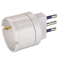Adattatore con spina italiana 16A 1 presa 2P+T (std italiano 10A e tedesco 16A terra laterale) Bianco PP0433