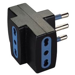 Adattatore con spina italiana 16A 3 prese 2P+T 10/16A bipasso italiano Nero PP0452 1