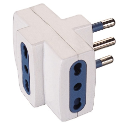 Adattatore con spina italiana 16A 3 prese 2P+T 10/16A bipasso italiano Bianco PP0452