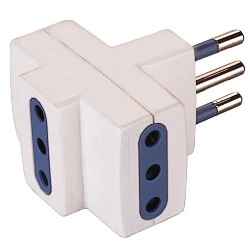 Adattatore con spina italiana 10A 3 prese 2P+T 10A std italiano Bianco PP0447