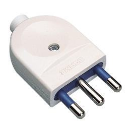 Spina elettrica 2P+T 16A standard italiano cavo assiale bianco PP0461