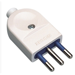 Spina elettrica 2P+T 10A standard italiano cavo assiale bianco PP0457