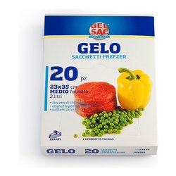 Sacchetti congelatore 20 pz 23x35 cm con laccetti GELO Trasparente azzurro 504077
