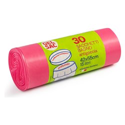 Set sacchi spazzatura 30 pz (15Lt) antigoccia bagno con legaccio Rosa CO942015
