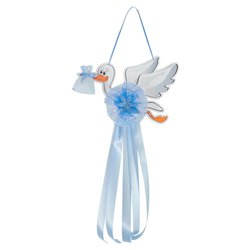 Fiocco nascita Cicogna media pvc poliestere (35x70cm) Azzurro FC CI M