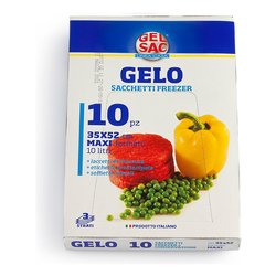 Sacchetti congelatore 10 pz 35x52 cm con laccetti GELO Trasparente azzurro 504091