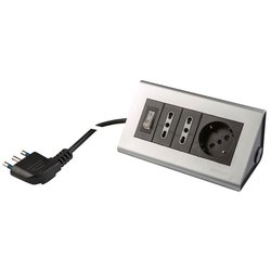 Multipresa tavolo 3 uscite con interruttore 10/16A Nero e Argento PP2590 2
