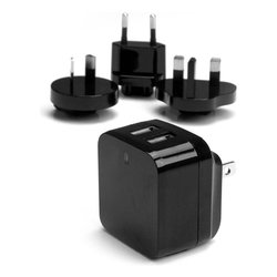 Adattatore da viaggio Doppia Porta Usb USA, Regno Unito, Europa, Asia Black 100-240V USB2PACBK