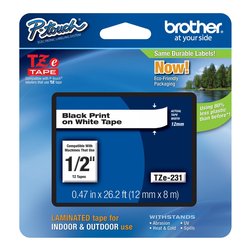 Nastro etichettatrice 12mm per 8m P TOUCH Nero su Bianco TZE231